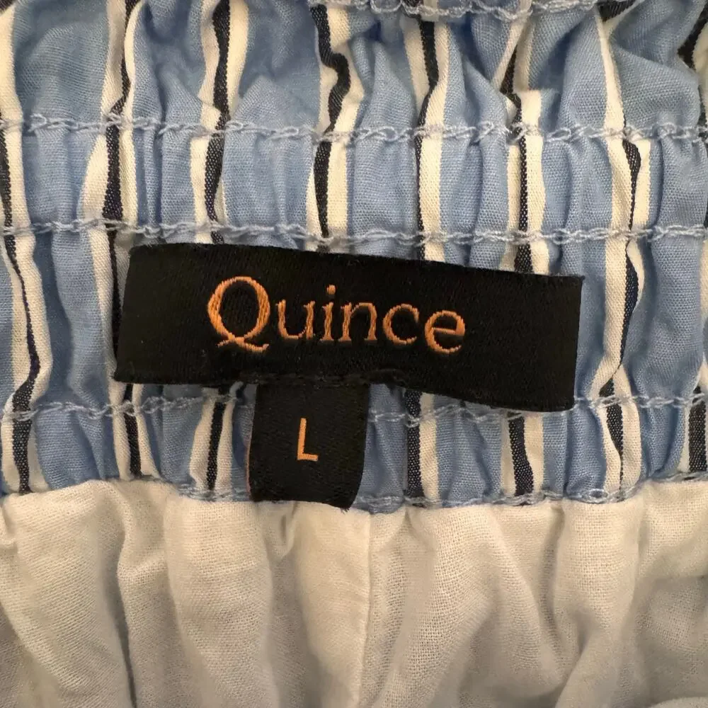 Quince 100% Organic Cotton Poplin Tiered Maxi Skirt Size Large Preppy Coastal